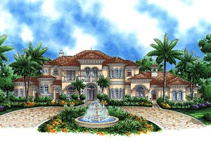 Mediterranean Exterior - Front Elevation Plan #27-473