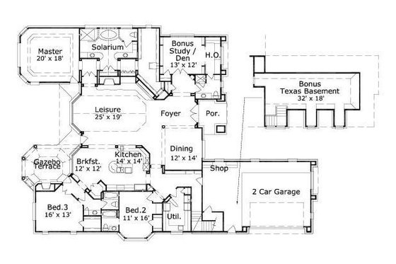 Floor Plan - Main Floor for European House Plan #411-742 - 4 bed, 4 bath