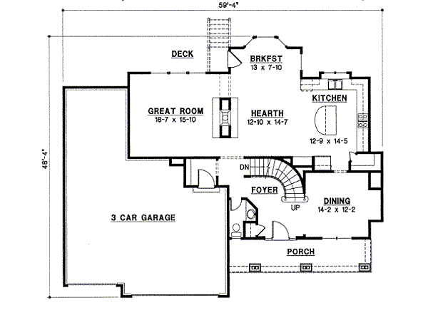 Traditional Floor Plan - Main Floor Plan #67-808