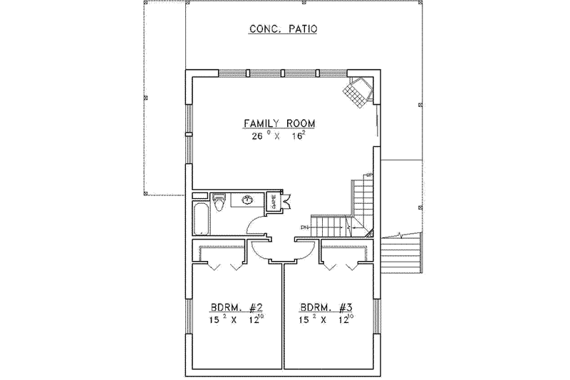 Dream House Plan - Floor Plan - Lower Floor for Modern House Plan #117-267 - 3 bed, 2.5 bath