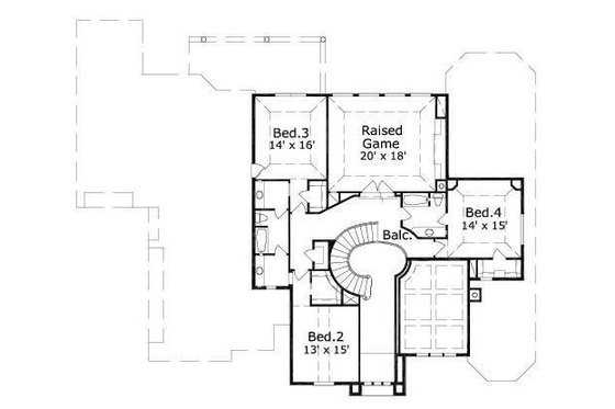 Floor Plan - Upper Floor for European House Plan #411-569 - 5 bed, 4.5 bath