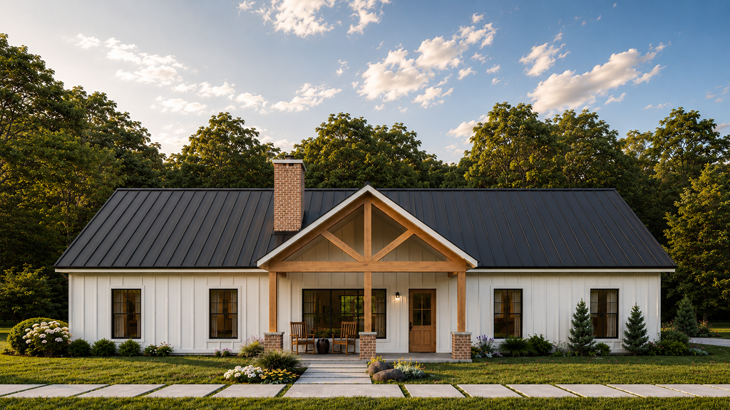 Exterior - Front Elevation 2 for Barndominium House Plan #1117-8 - 3 bed, 2.5 bath