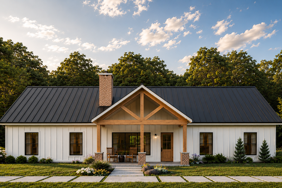 Exterior - Front Elevation for Barndominium House Plan #1117-8 - 3 bed, 2.5 bath