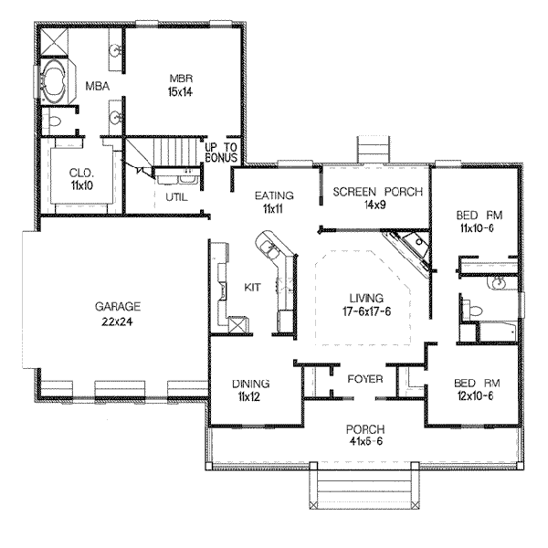 Southern Floor Plan - Main Floor Plan #15-120
