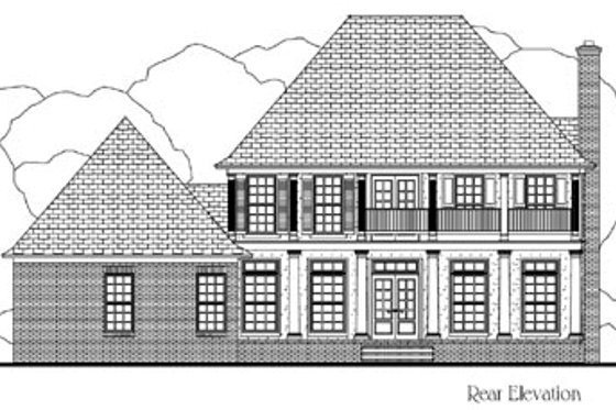 Exterior - Rear Elevation for Southern House Plan #406-207 - 4 bed, 4 bath