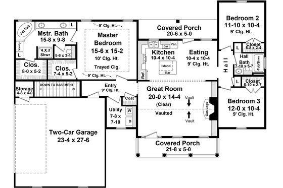 Floor Plan - Main Floor for Traditional House Plan #21-446 - 3 bed, 2 bath