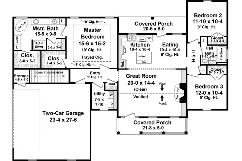 Dream House Plan - Floor Plan - Main Floor for Traditional House Plan #21-446 - 3 bed, 2 bath