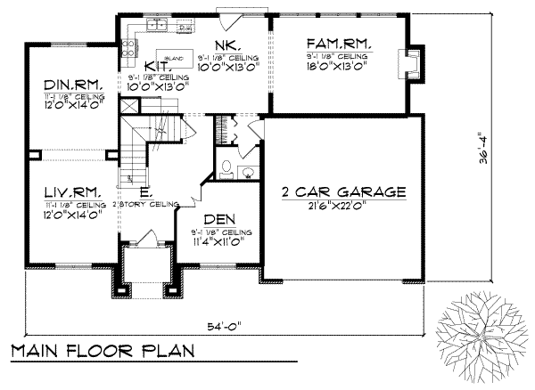 Home Plan - Traditional Floor Plan - Main Floor Plan #70-388