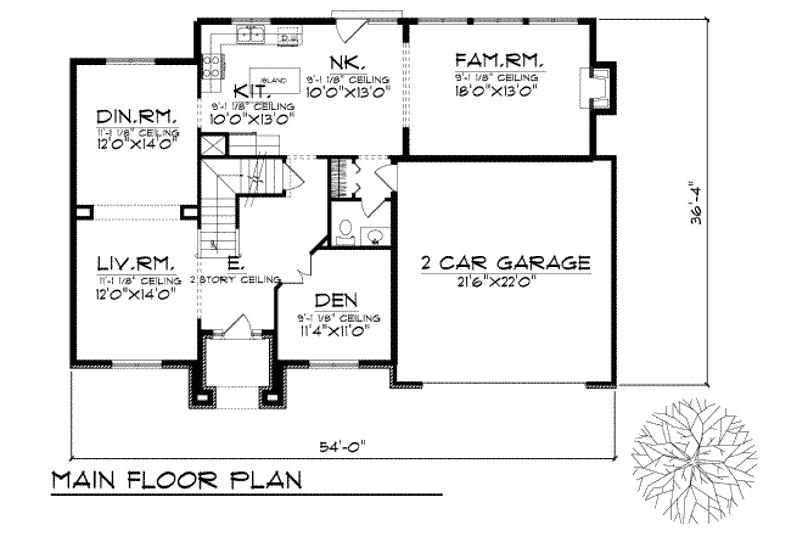 House Plan Design - Floor Plan - Main Floor for Traditional House Plan #70-388 - 4 bed, 2.5 bath