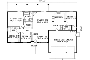 Floor Plan - Main Floor for Adobe / Southwestern House Plan #1-1406 - 4 bed, 3 bath