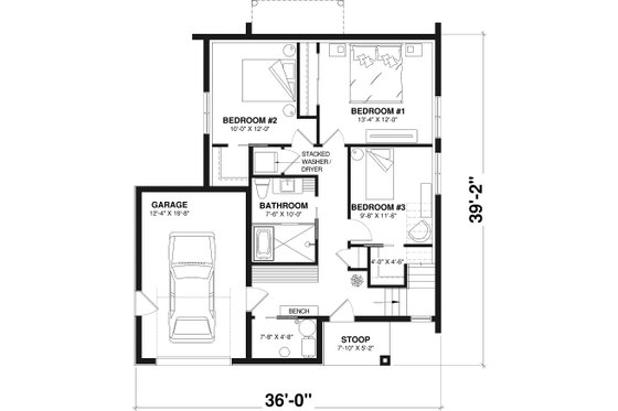 Floor Plan - Main Floor for Contemporary House Plan #23-2866 - 3 bed, 2 bath