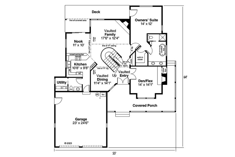 Home Plan - Floor Plan - Main Floor for Farmhouse House Plan #124-1337 - 3 bed, 2.5 bath