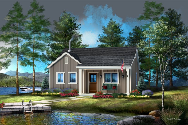 Cabin Style House Plan - 1 Beds 1 Baths 747 Sq/Ft Plan #22-618