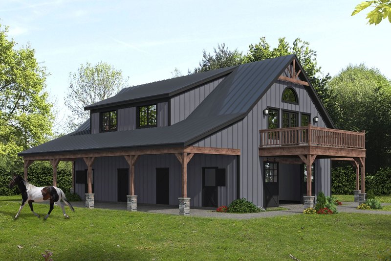 House Blueprint - Barndominium Exterior - Front Elevation Plan #932-1247