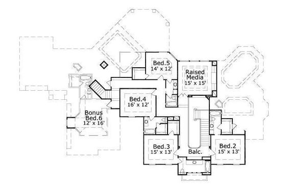 Floor Plan - Upper Floor for European House Plan #411-293 - 5 bed, 5.5 bath