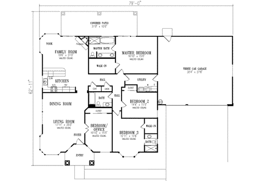 Floor Plan - Main Floor for Adobe / Southwestern House Plan #1-519 - 4 bed, 3 bath