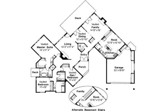 Floor Plan - Main Floor for Ranch House Plan #124-120 - 3 bed, 2.5 bath