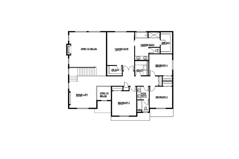 Dream House Plan - Floor Plan - Upper Floor for Farmhouse House Plan #569-57 - 5 bed, 3 bath