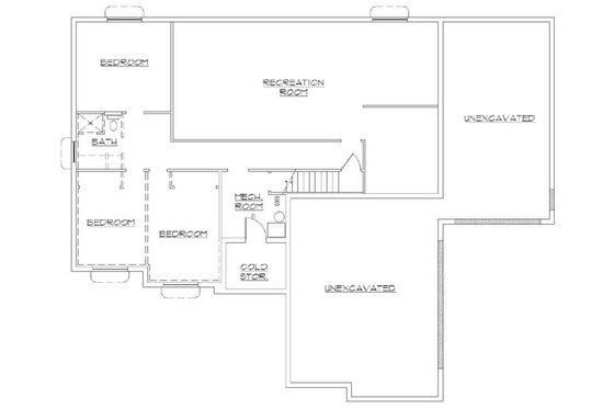 Floor Plan - Lower Floor for Ranch House Plan #5-239 - 6 bed, 3.5 bath