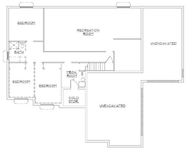 Ranch Floor Plan - Lower Floor Plan #5-239