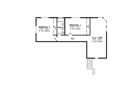 Floor Plan - Upper Floor for Adobe / Southwestern House Plan #1-834 - 5 bed, 3 bath