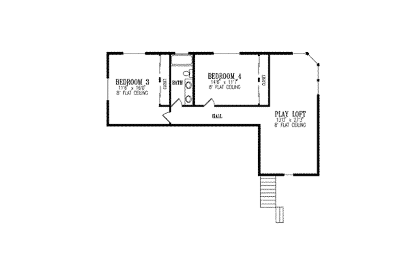 Dream House Plan - Floor Plan - Upper Floor for Adobe / Southwestern House Plan #1-834 - 5 bed, 3 bath