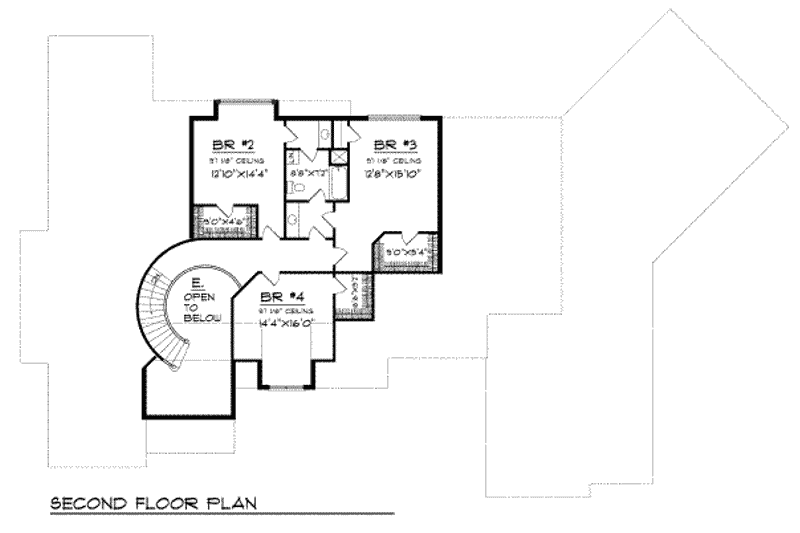 Dream House Plan - Floor Plan - Upper Floor for European House Plan #70-547 - 4 bed, 3.5 bath
