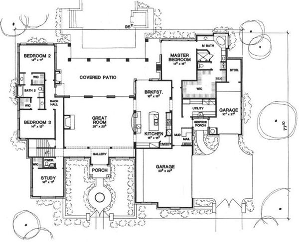 Architectural House Design - Mediterranean Floor Plan - Main Floor Plan #472-4