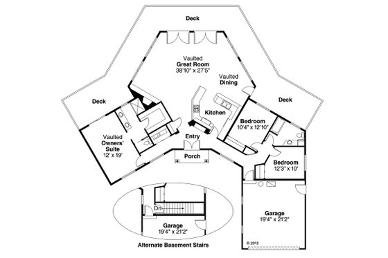 Floor Plan - Main Floor for Contemporary House Plan #124-162 - 3 bed, 2 bath