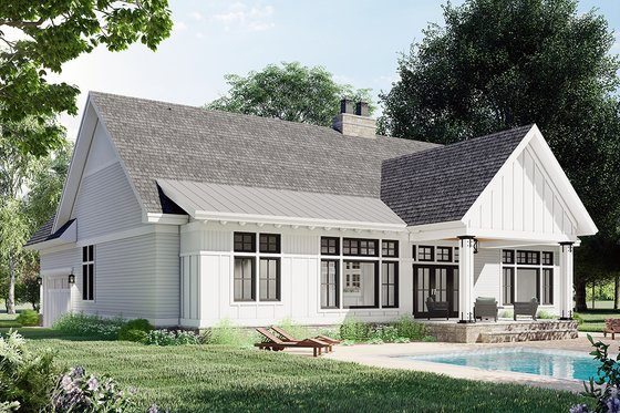 Exterior - Rear Elevation 2 for Farmhouse House Plan #51-1169 - 3 bed, 2 bath