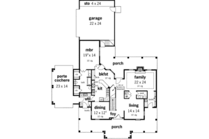 Floor Plan - Main Floor for Southern House Plan #45-251 - 4 bed, 4 bath