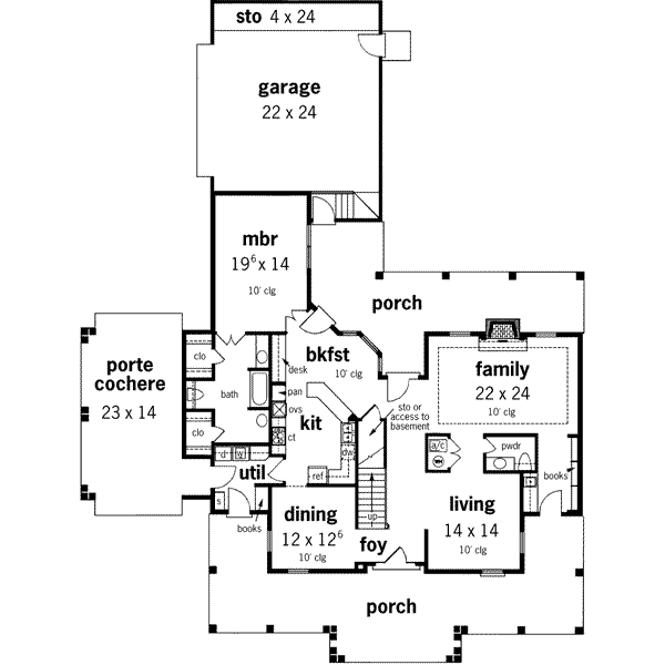 Home Plan - Southern Floor Plan - Main Floor Plan #45-251