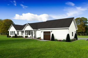 Exterior - Rear Elevation for Ranch House Plan #1084-7 - 5 bed, 4 bath