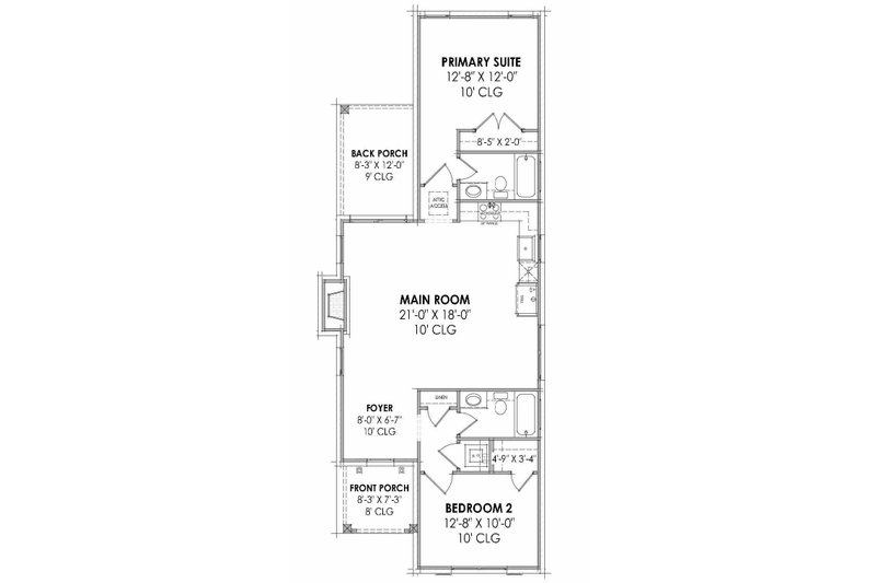 House Design - Floor Plan - Main Floor for Cottage House Plan #1096-142 - 2 bed, 2 bath