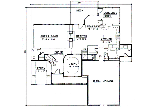Floor Plan - Main Floor for European House Plan #67-610 - 4 bed, 3.5 bath