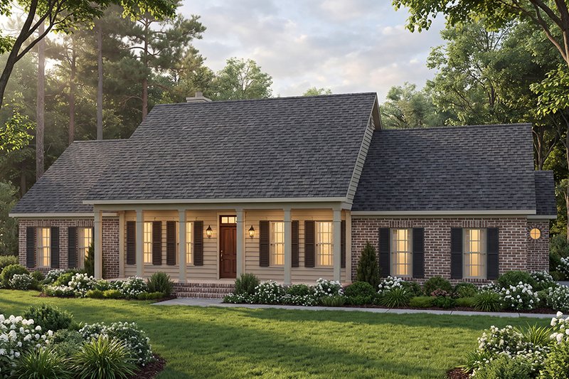 Architectural House Design - Exterior - Front Elevation 3 for Southern House Plan #406-293 - 4 bed, 2.5 bath