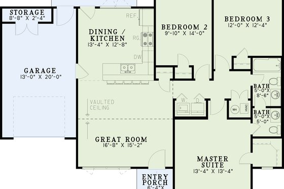 Floor Plan - Main Floor for Craftsman House Plan #17-2259 - 3 bed, 1.5 bath