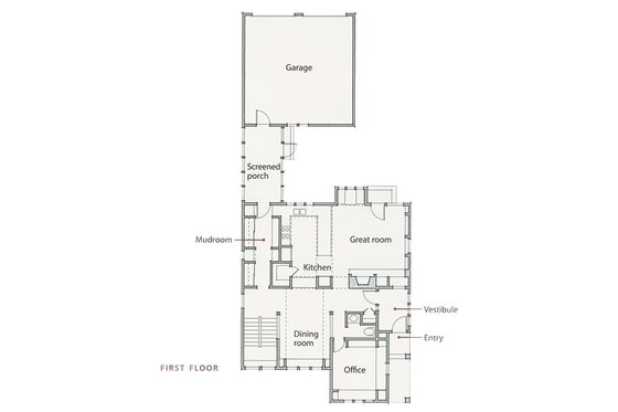 Floor Plan - Main Floor for Prairie House Plan #454-1 - 3 bed, 2.5 bath