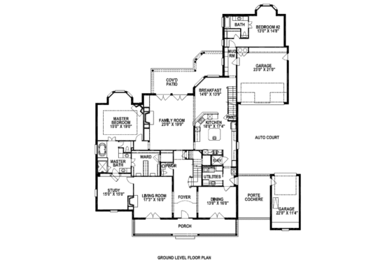 Floor Plan - Main Floor for European House Plan #141-222 - 5 bed, 5.5 bath