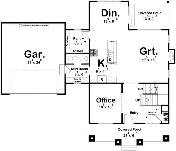 House Blueprint - Craftsman Floor Plan - Main Floor Plan #455-636