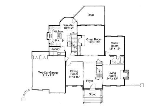 Floor Plan - Main Floor for European House Plan #429-17 - 5 bed, 4 bath