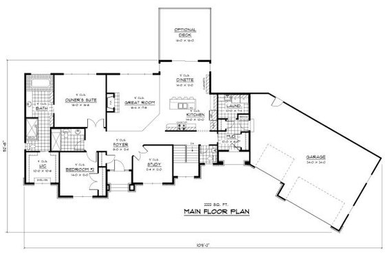 Floor Plan - Main Floor for Colonial House Plan #51-325 - 4 bed, 4.5 bath