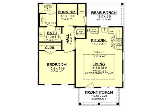 Floor Plan - Main Floor for Traditional House Plan #430-289 - 1 bed, 1 bath