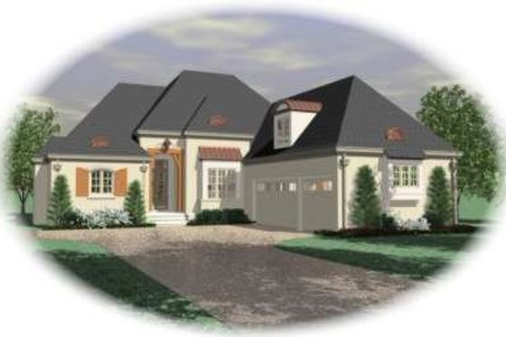 Exterior - Front Elevation for European House Plan #81-1240 - 3 bed, 3 bath