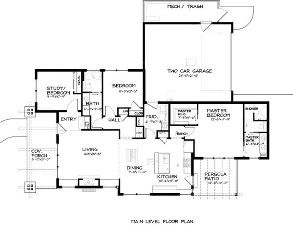 Architectural House Design - Craftsman Floor Plan - Main Floor Plan #895-34