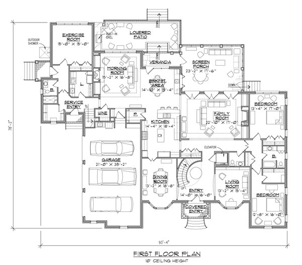 Dream House Plan - Traditional Floor Plan - Main Floor Plan #1054-22