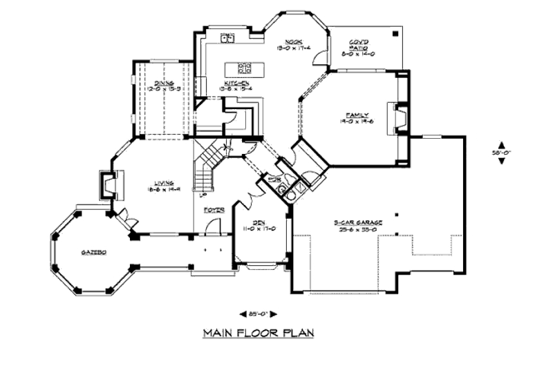 House Blueprint - Floor Plan - Main Floor for Craftsman House Plan #132-159 - 4 bed, 3.5 bath