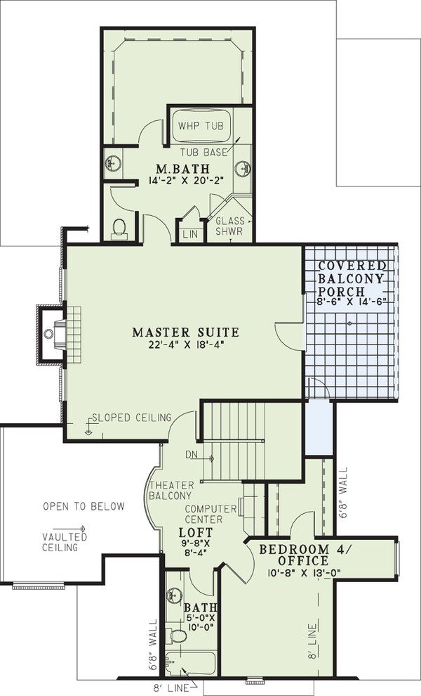 House Blueprint - European Floor Plan - Upper Floor Plan #17-3462