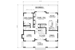 Craftsman style house plan, main level floor plan