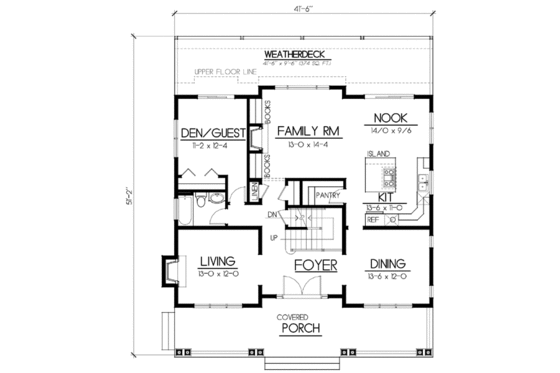 Craftsman style house plan, main level floor plan